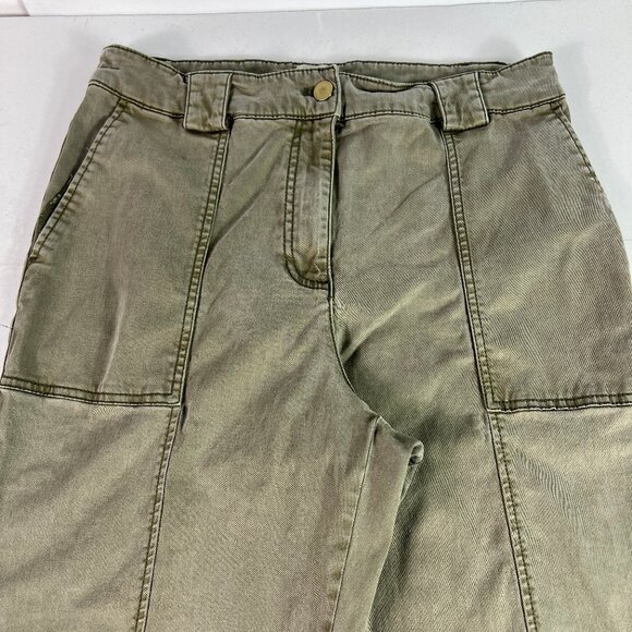 Joie Pants Women's 32x26* High Rise Front Seam Crop Green Stretch Chinos Tag L - Picture 2 of 16